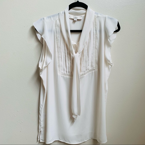 LOFT Tops - Loft Women Short Sleeve Top| Color: Cream| Size L